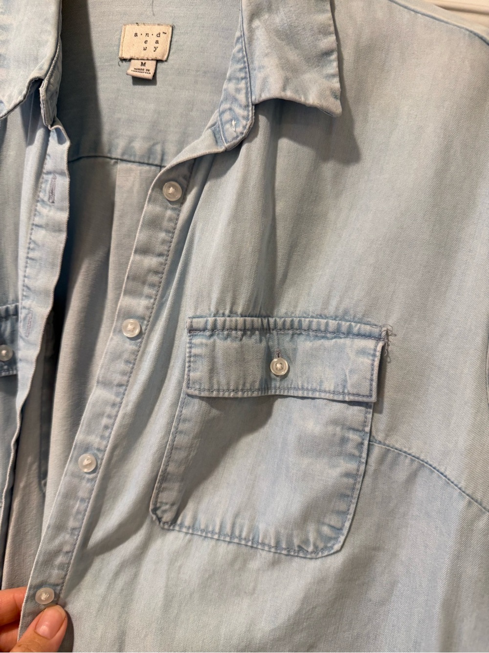 a new day Light Wash Chambray Button-Up Shirt - Picture 8 of 9